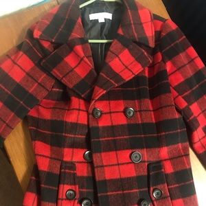 Plaid pea coat